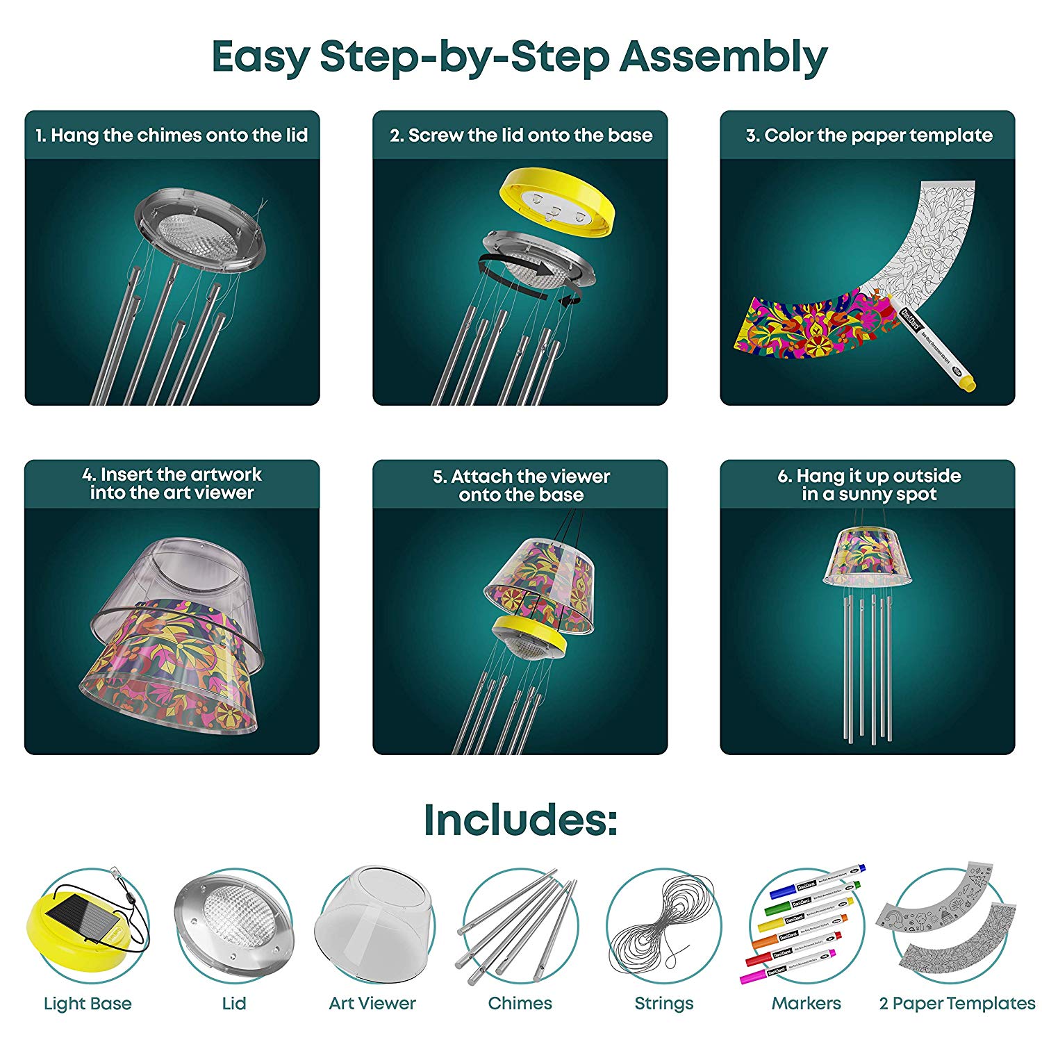 Solar-Powered Light-up Wind Chime Kit by Surreal Brands 4