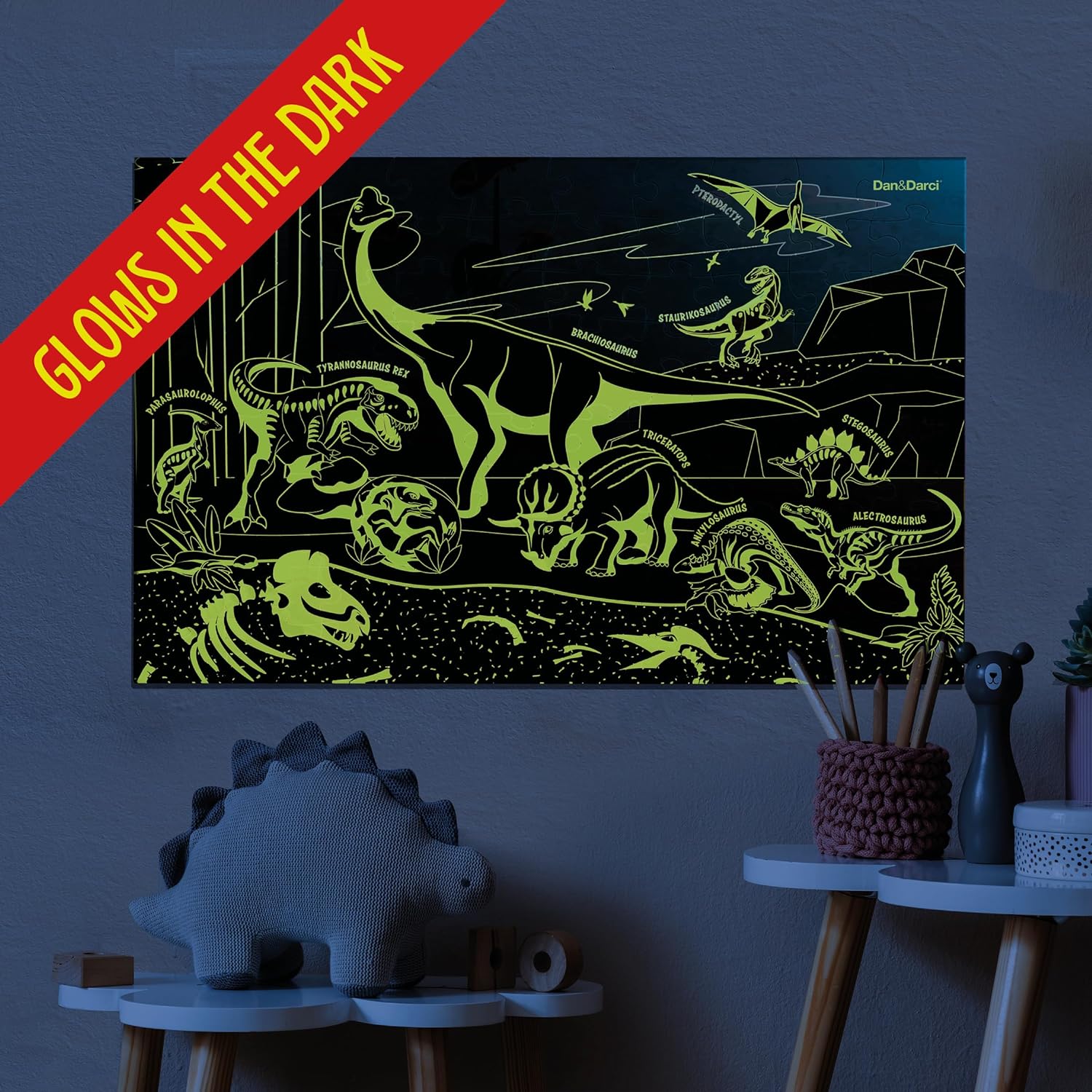 Glow in The Dark 100 Piece Dinosaur Puzzle for Kids by Surreal Brands 3