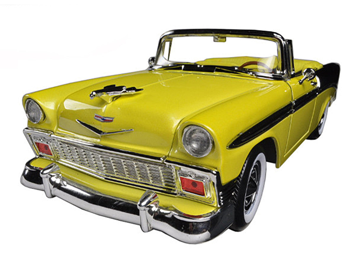 1956 Chevrolet Bel Air Convertible Yellow/Black 1/18 Diecast Car Model by Road Signature-1