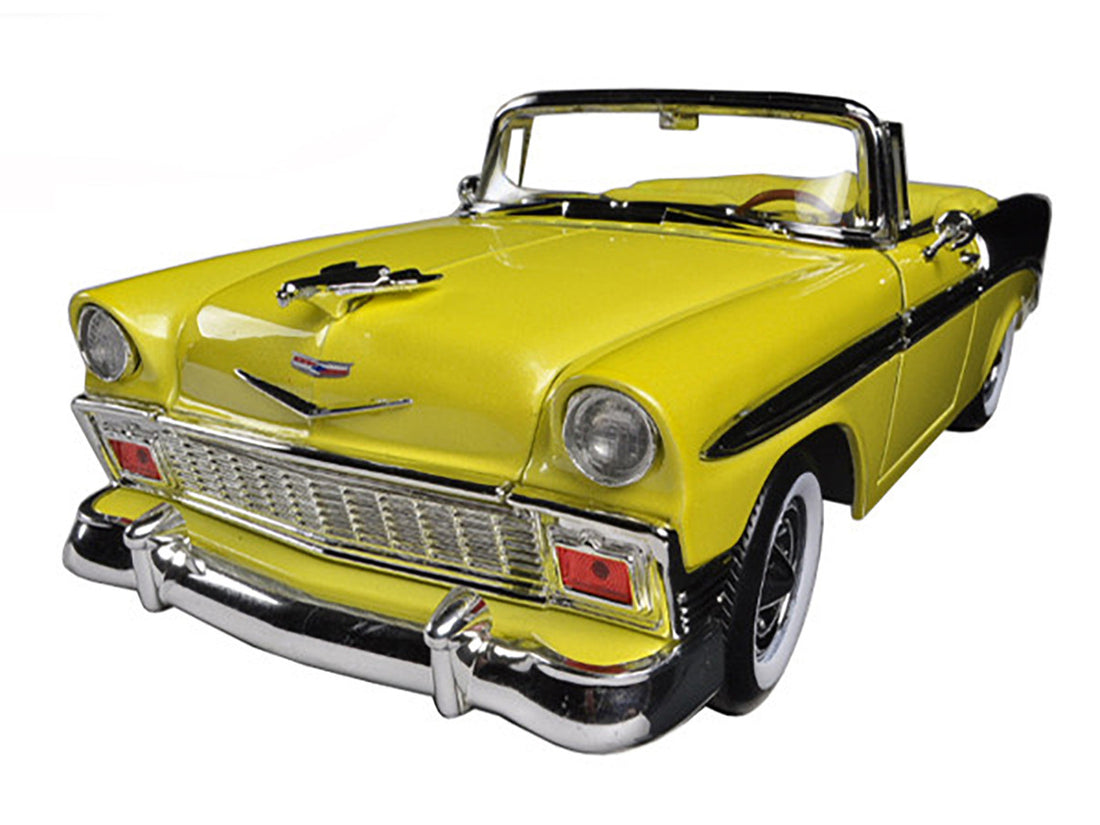 1956 Chevrolet Bel Air Convertible Yellow/Black 1/18 Diecast Car Model by Road Signature-1
