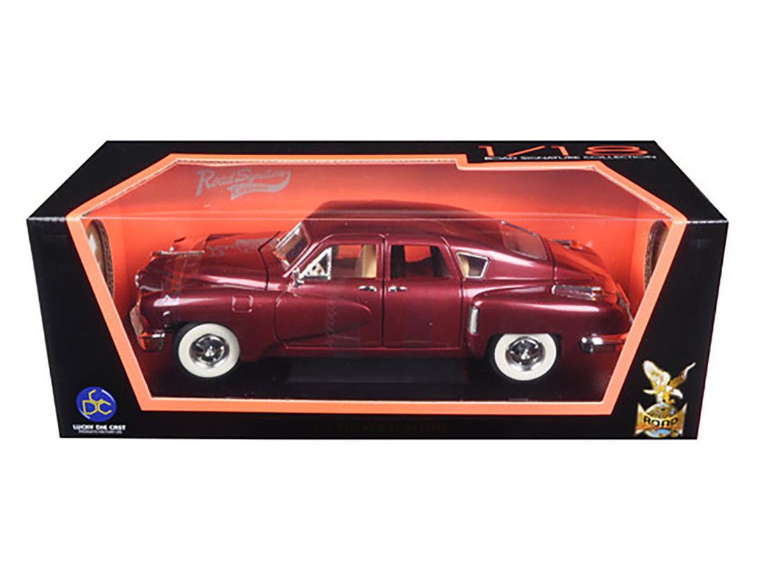 1948 Tucker Torpedo Burgundy 1/18 Diecast Model Car by Road Signature-2