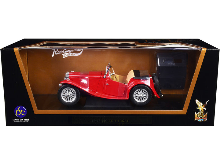 1947 MG TC Midget Red 1/18 Diecast Model Car by Road Signature-0