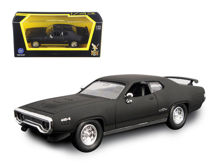 1971 Plymouth GTX Matt Black 1/43 Diecast Model Car by Road Signature-0