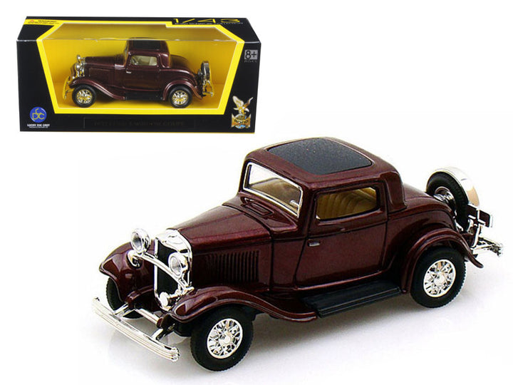 1932 Ford 3-Window Coupe Burgundy 1/43 Diecast Model Car by Road Signature-0