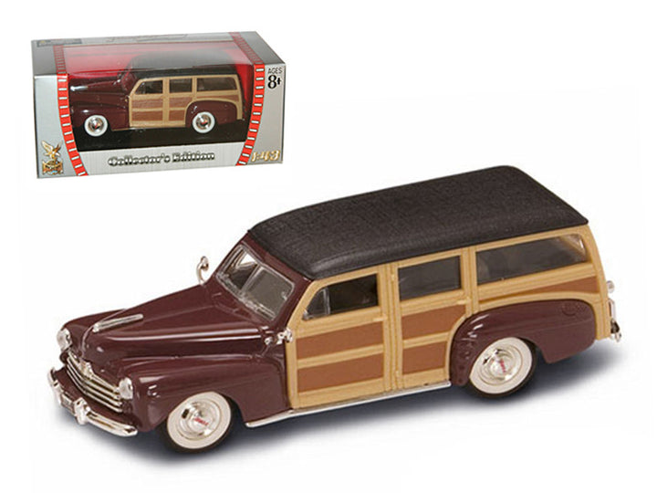 1948 Ford Woody Burgundy 1/43 Diecast Model Car by Road Signature-0