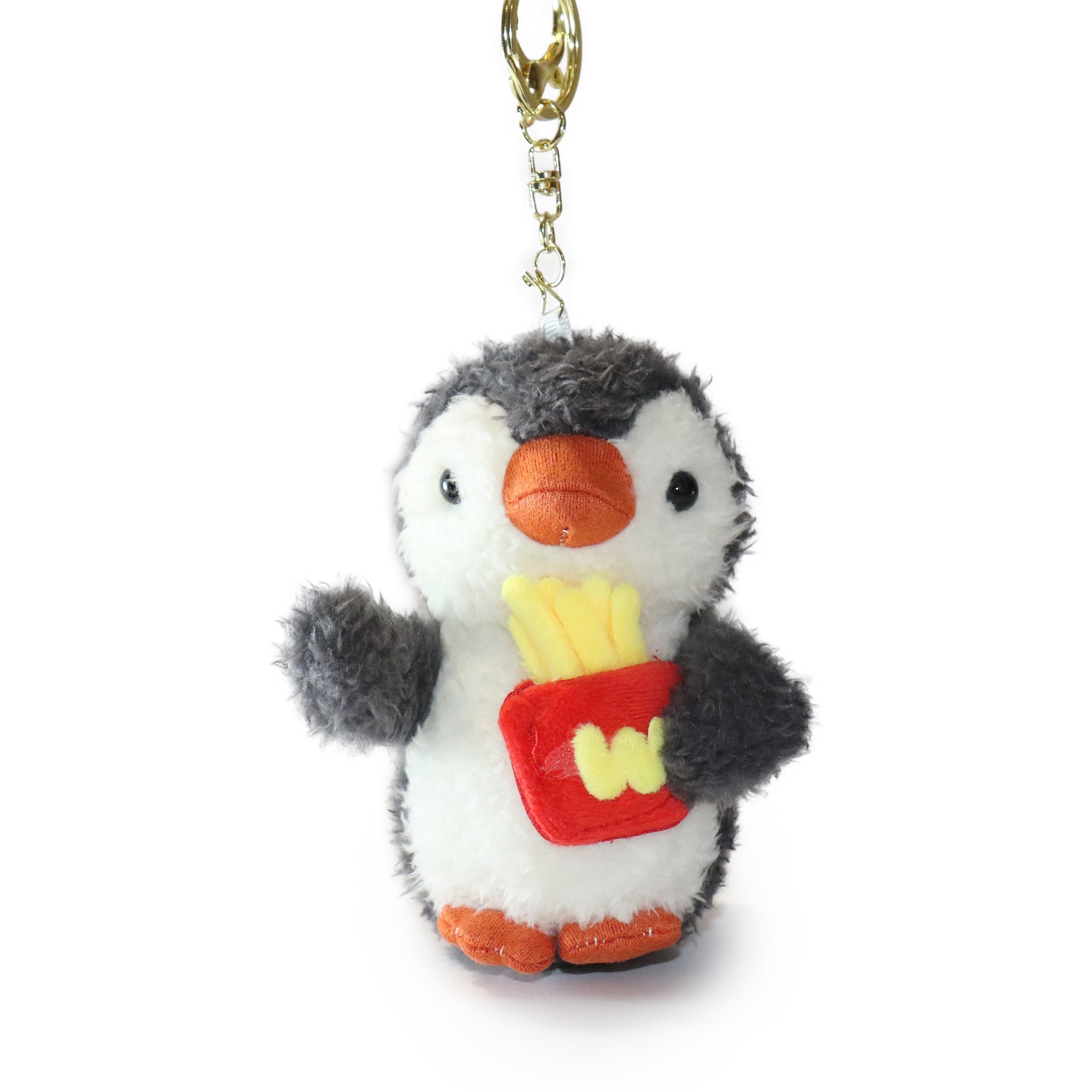 Fritter Penguin white Black Bow and Heart Charm 4-inch  5