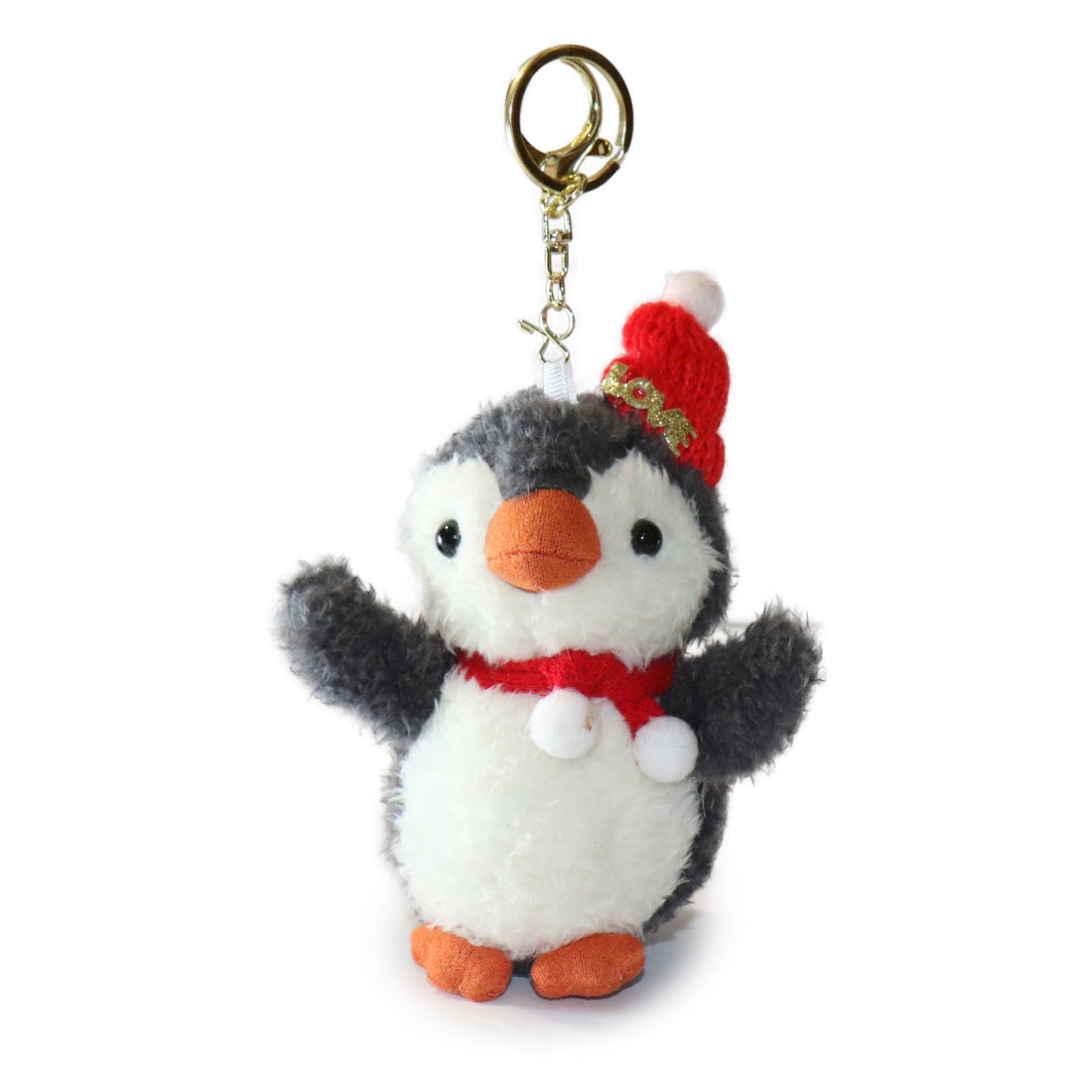 Fritter Penguin white Black Bow and Heart Charm 4-inch  4