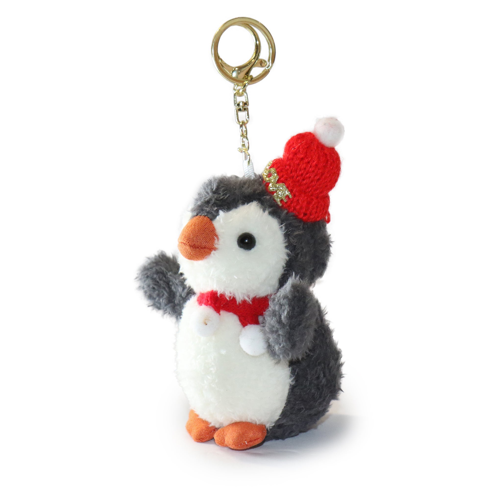 Fritter Penguin white Black Bow and Heart Charm 4-inch  9