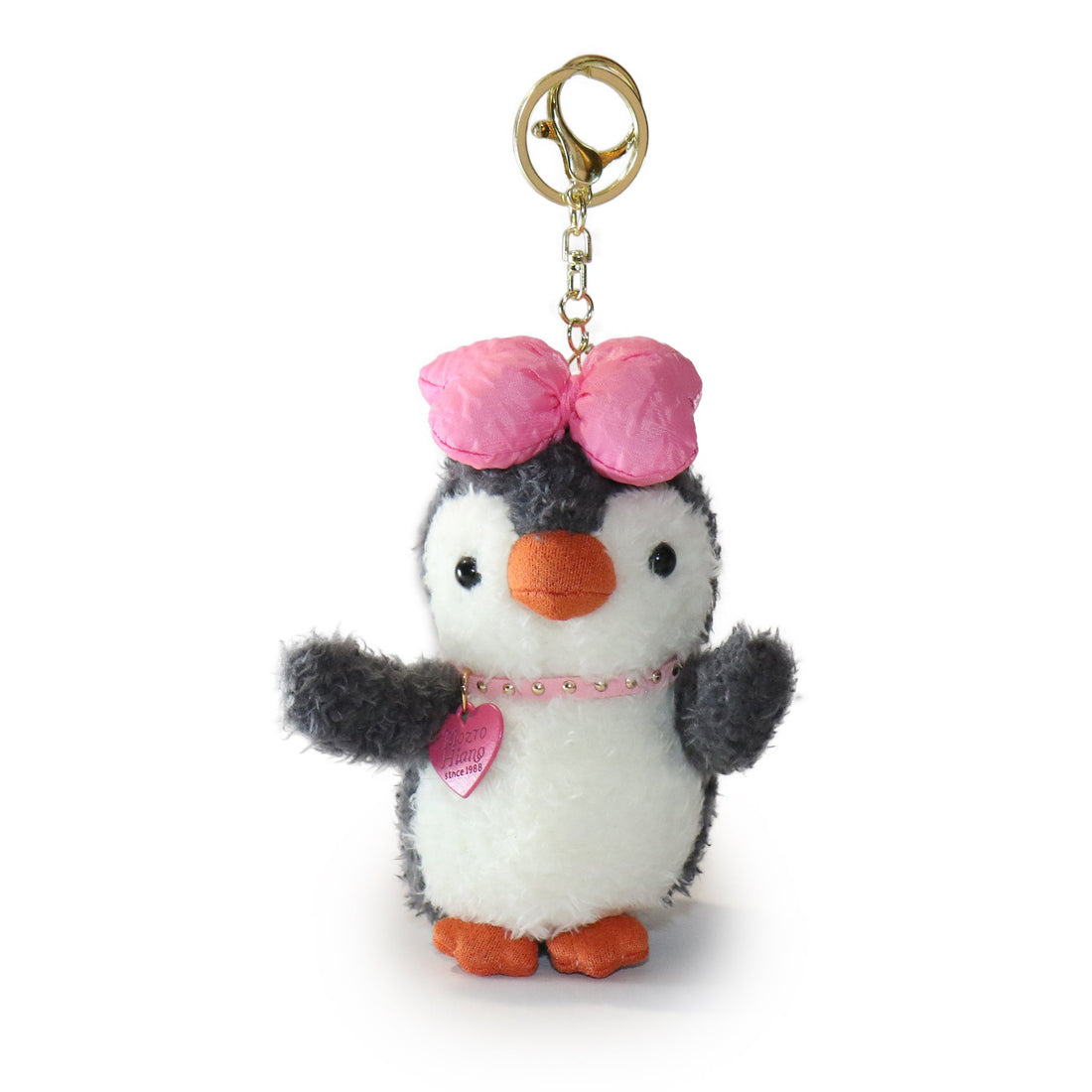 Fritter Penguin white Black Bow and Heart Charm 4-inch  11