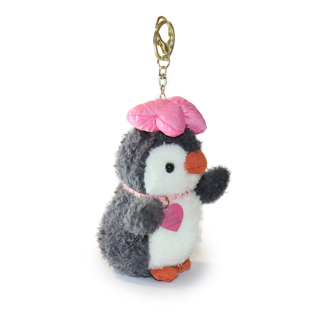 Fritter Penguin white Black Bow and Heart Charm 4-inch  12