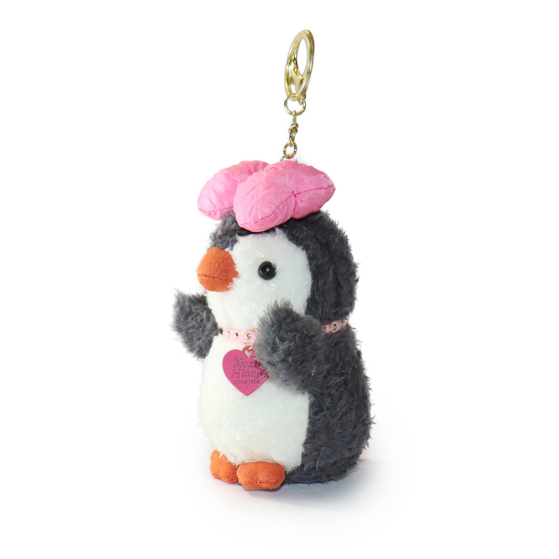 Fritter Penguin white Black Bow and Heart Charm 4-inch  14