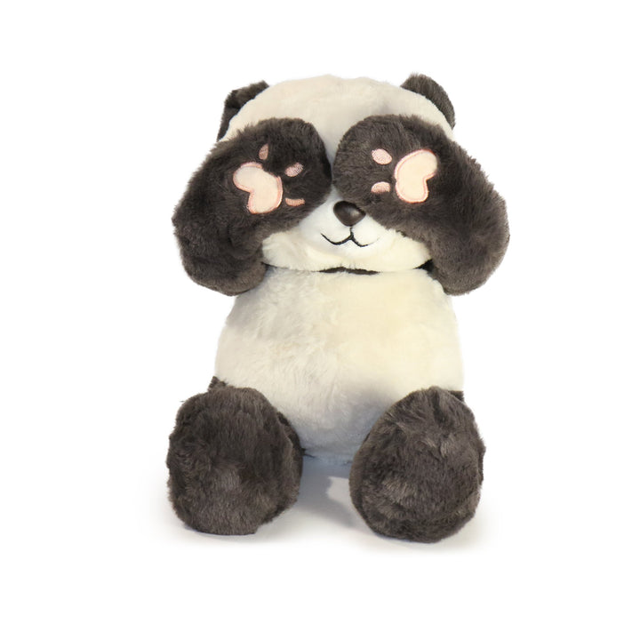 10-Inch Black and White Peaky Panda with Paw over Eyes