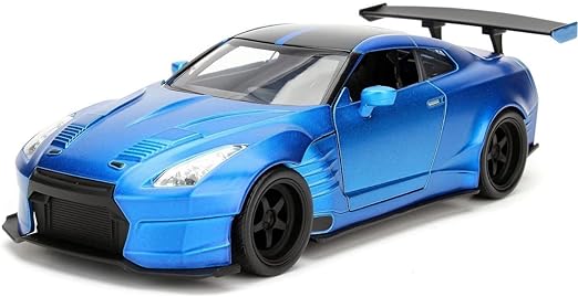 Nissan GT-R (R35 Jada 1:24 Brian’s 2009) – Blue – Fast &amp; Furious | 97036 Front and Driver's Side View