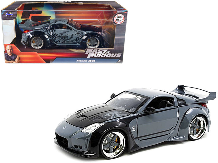 D.K.'s Nissan 350Z Gray and Black with Graphics "Fast & Furious" Movie 1/24 Diecast Model Car by Jada-0