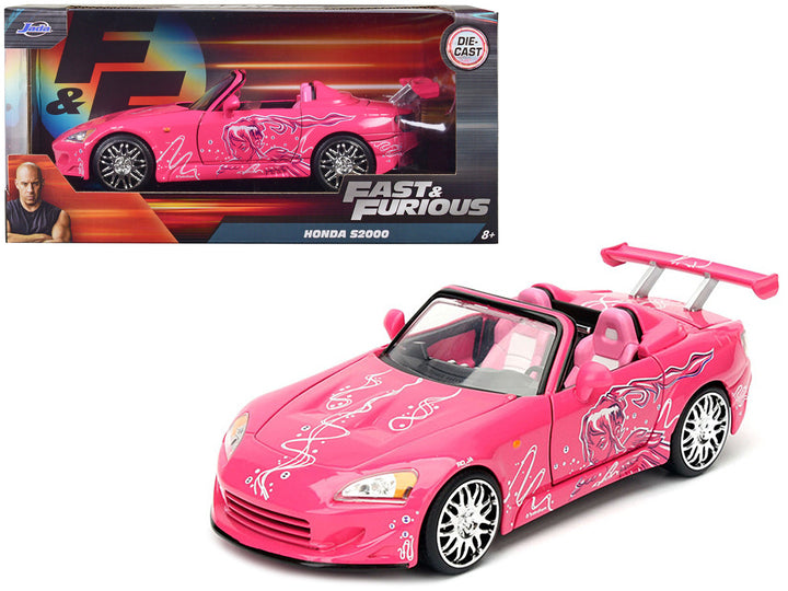 Suki's 2001 Honda S2000 Convertible Pink with Graphics "Fast & Furious" Movie 1/24 Diecast Model Car by Jada-0