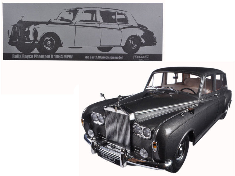 1964 Rolls Royce Phantom V MPW Gunmetal Grey LHD 1/18 Diecast Model Car  by Paragon-0