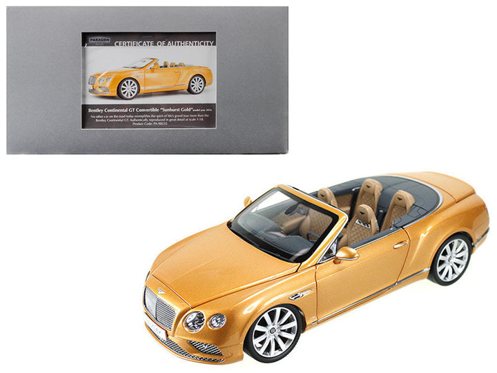 2016 Bentley Continental GT Convertible LHD Sunburst Gold 1/18 Diecast Model Car by Paragon-0