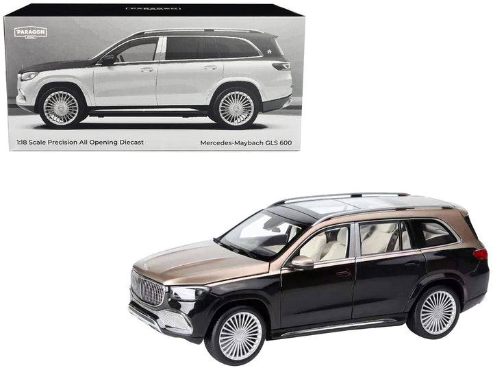 2020 Mercedes-Maybach GLS 600 Gold Metallic and Black with Sun Roof 1/18 Diecast Model Car by Paragon Models-0