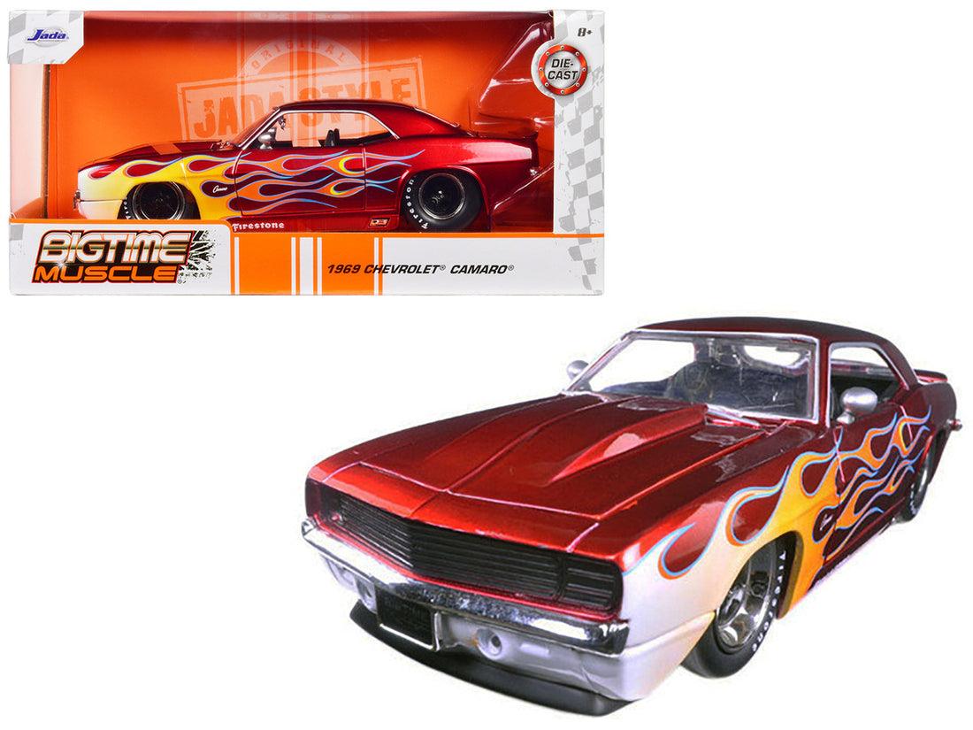 1969 Chevrolet Camaro Red with Flames 1/24 Diecast Model Car by Jada-0