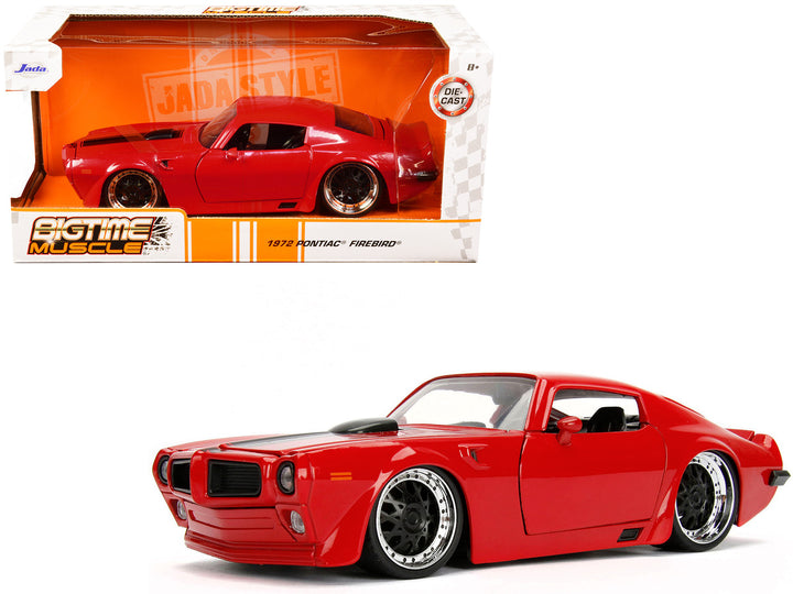 1972 Pontiac Firebird Red with Black Hood Stripe "Bigtime Muscle" Series 1/24 Diecast Model Car by Jada-0