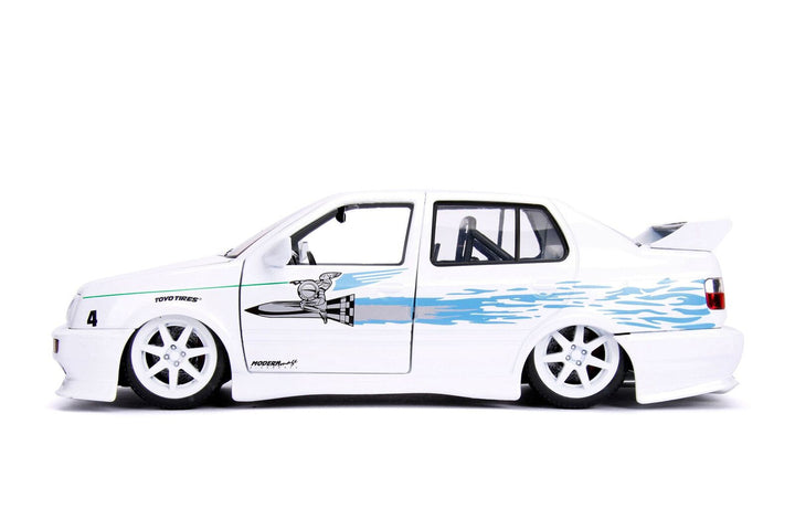 Jesse's Volkswagen Jetta White with Graphics "Fast & Furious" Movie 1/24 Diecast Model Car by Jada-1