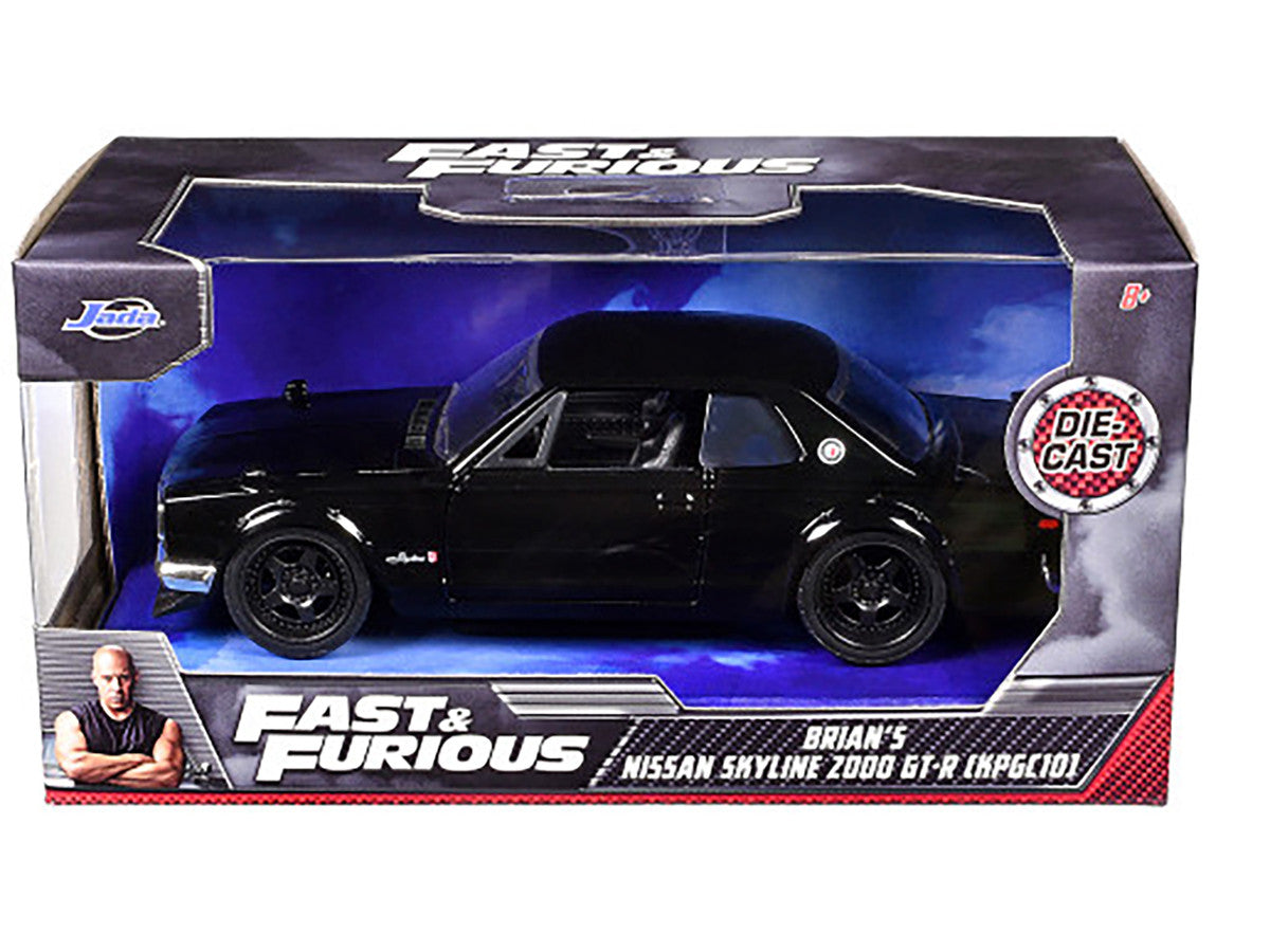 Brian's Nissan Skyline 2000 GT-R (KPGC10) Black "Fast & Furious" Movie 1/32 Diecast Model Car by Jada-1