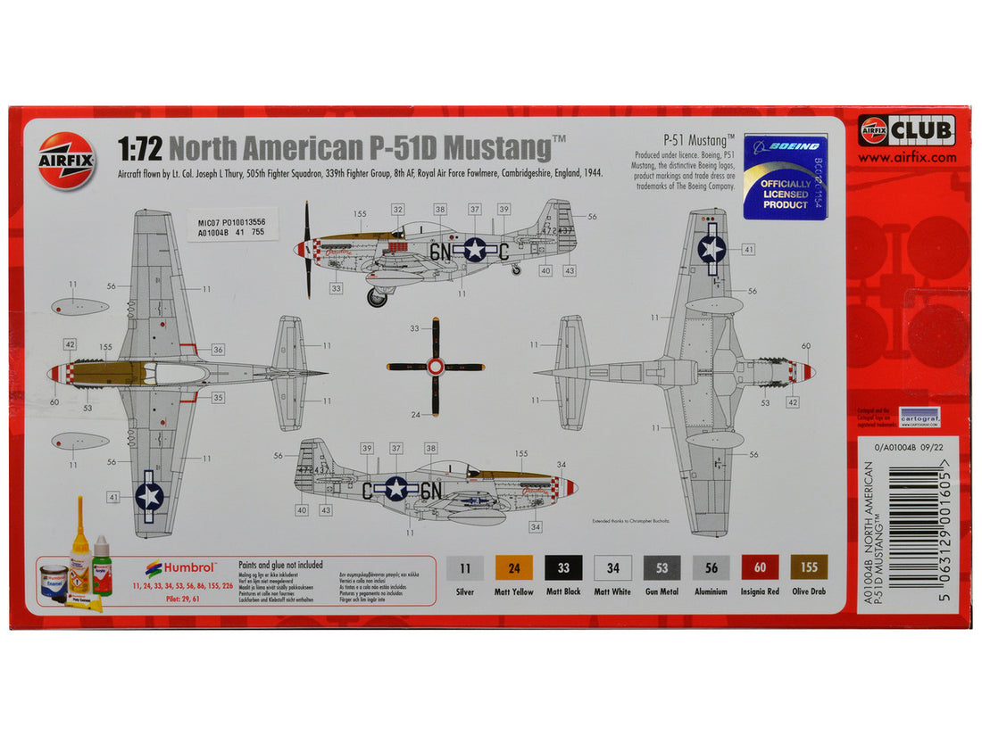 Level 1 Model Kit North American P-51D Mustang Fighter Aircraft 1/72 Plastic Model Kit by Airfix-2