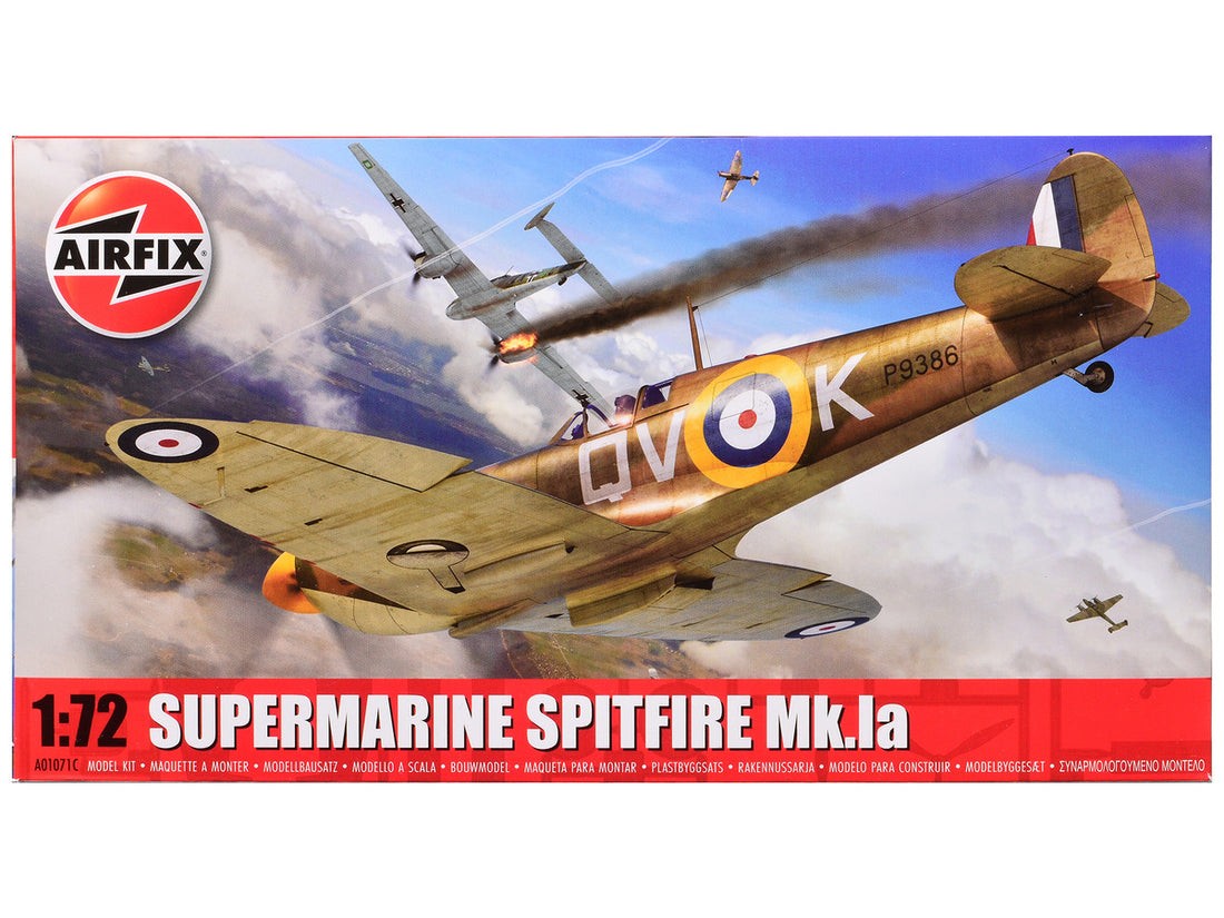 Level 1 Model Kit Supermarine Spitfire Mk.Ia Fighter Aircraft 1/72 Plastic Model Kit by Airfix-0