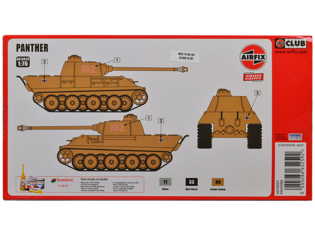 Level 2 Model Kit German Panther Tank 1/76 Plastic Model Kit by Airfix-2