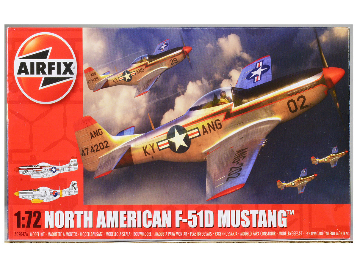Level 1 Model Kit North American P-51D Mustang Fighter Aircraft with 2 Scheme Options 1/72 Plastic Model Kit by Airfix-0