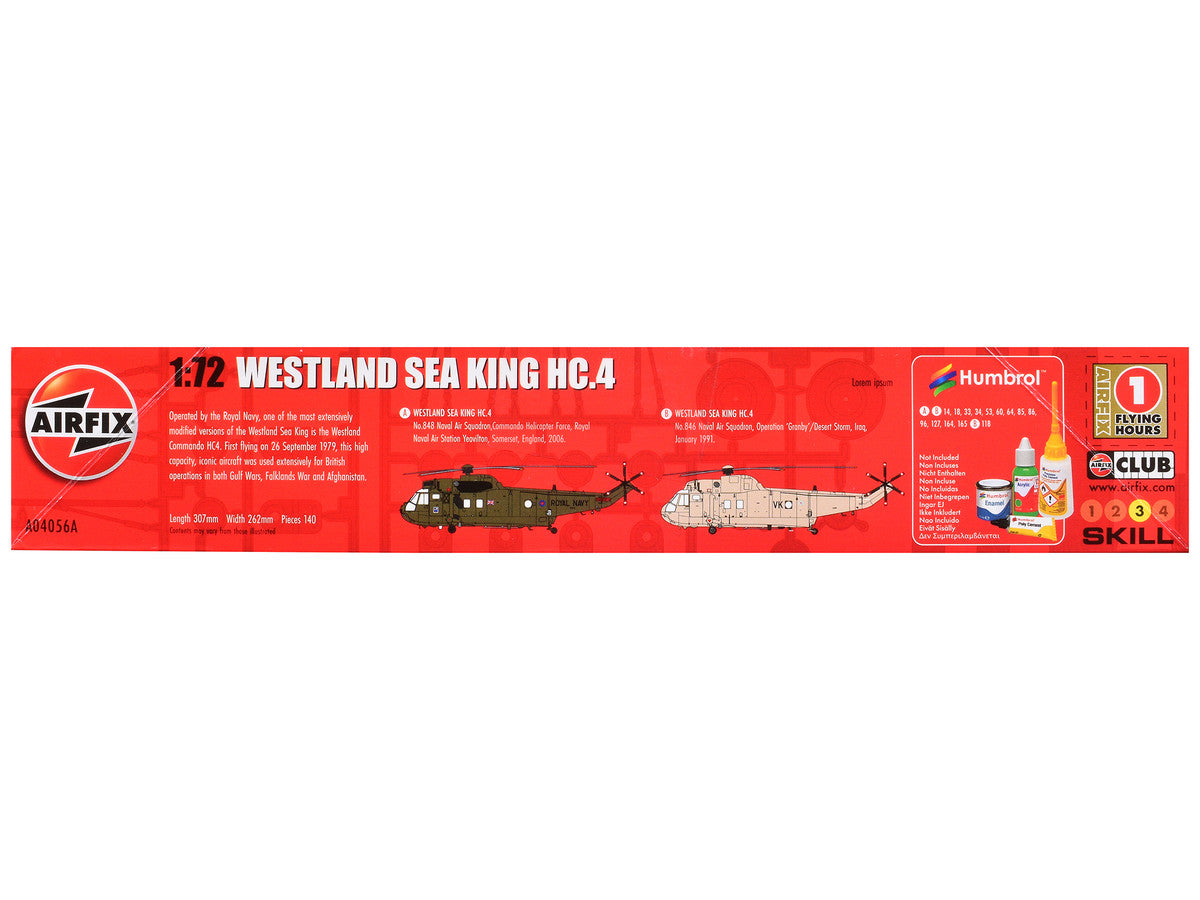 Level 3 Model Kit Westland Sea King HC.4 Helicopter with 2 Scheme Options 1/72 Plastic Model Kit by Airfix-1