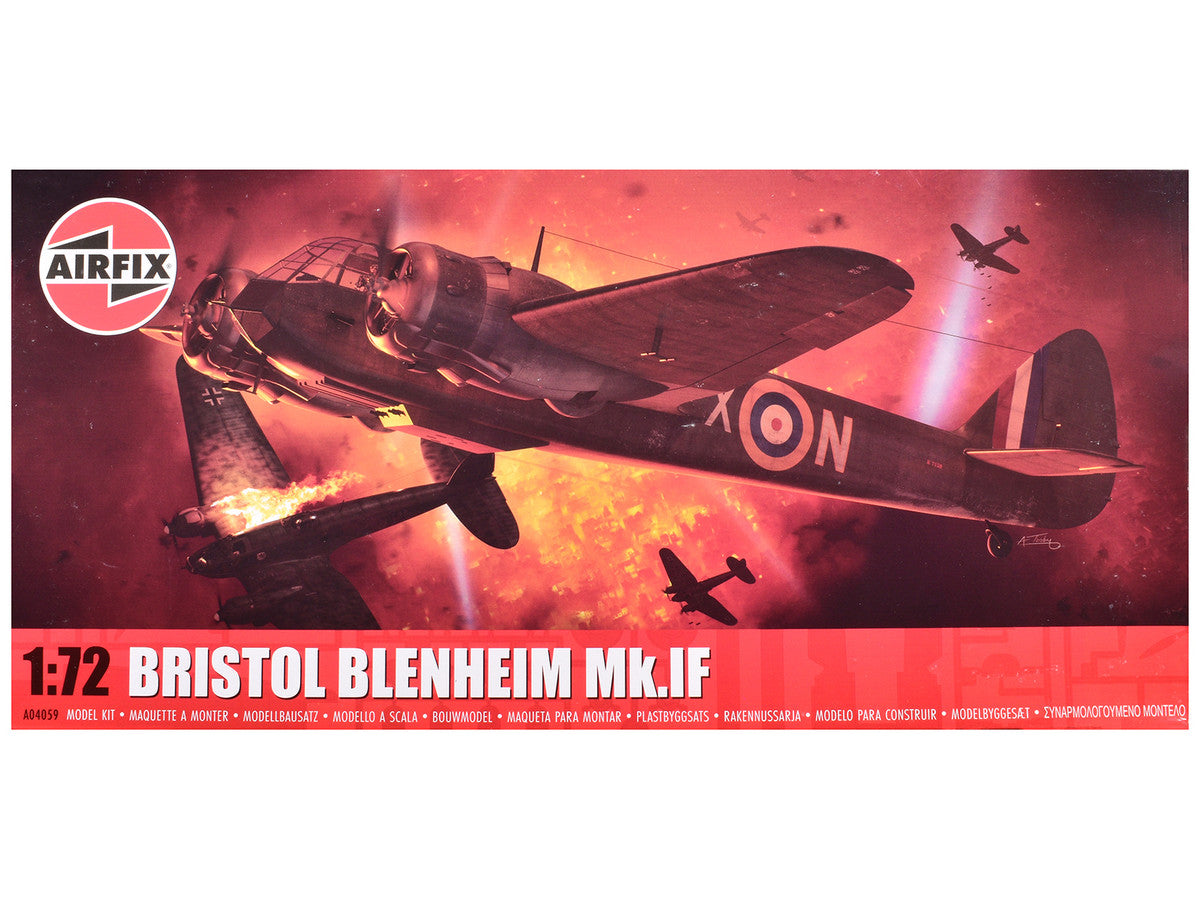 Level 2 Model Kit Bristol Blenheim Mk.IF Aircraft with 2 Scheme Options 1/72 Plastic Model Kit by Airfix-0