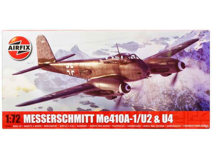 Level 2 Model Kit Messerschmitt Me410A-1/U2 & U4 Fighter-Bomber Aircraft with 2 Scheme Options 1/72 Plastic Model Kit by Airfix-0