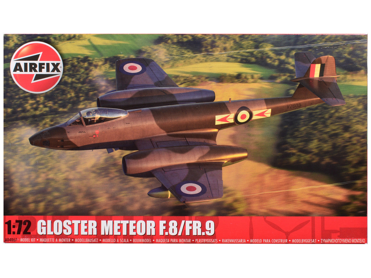 Level 2 Model Kit Gloster Meteor F.8/FR.9 Fighter Aircraft with 2 Scheme Options 1/72 Plastic Model Kit by Airfix-0