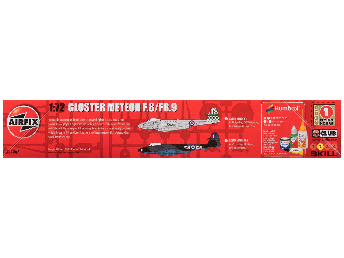 Level 2 Model Kit Gloster Meteor F.8/FR.9 Fighter Aircraft with 2 Scheme Options 1/72 Plastic Model Kit by Airfix-1