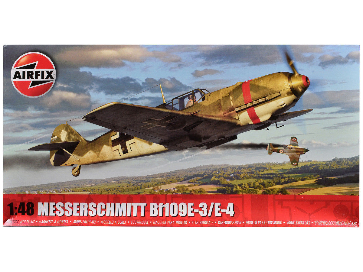 Level 2 Model Kit Messerschmitt Bf109E-3/E-4 Fighter Aircraft with Scheme Options 1/48 Plastic Model Kit by Airfix-0