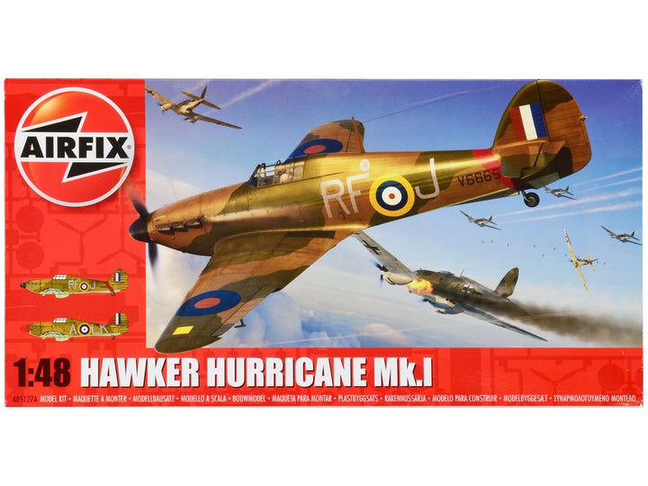 Level 2 Model Kit Hawker Hurricane Mk.I Fighter Aircraft with 2 Scheme Options 1/48 Plastic Model Kit by Airfix-0