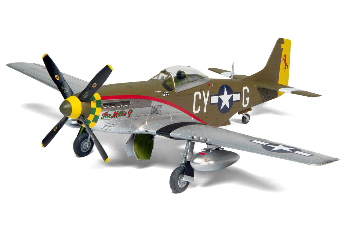 Level 2 Model Kit North American P-51D Mustang Fighter Aircraft with 2 Scheme Options 1/48 Plastic Model Kit by Airfix-1