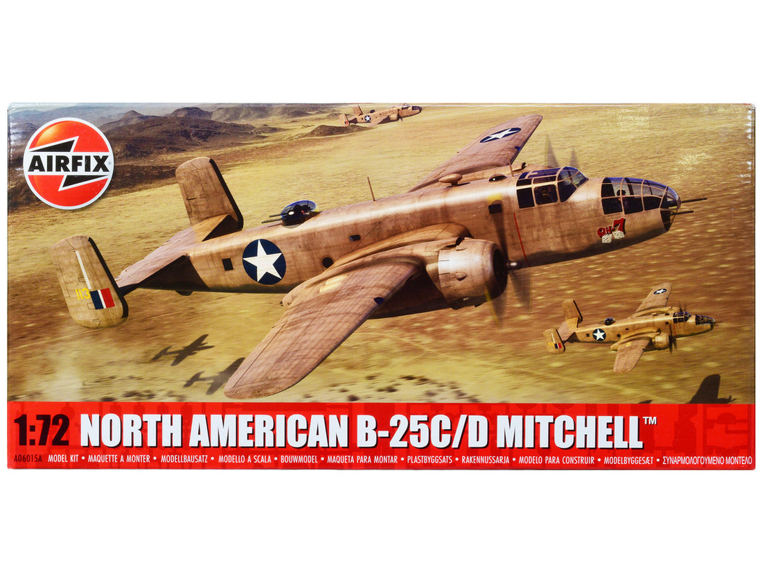 Level 3 Model Kit North American B-25C/D Mitchell Bomber Aircraft with 2 Scheme Options 1/72 Plastic Model Kit by Airfix-0