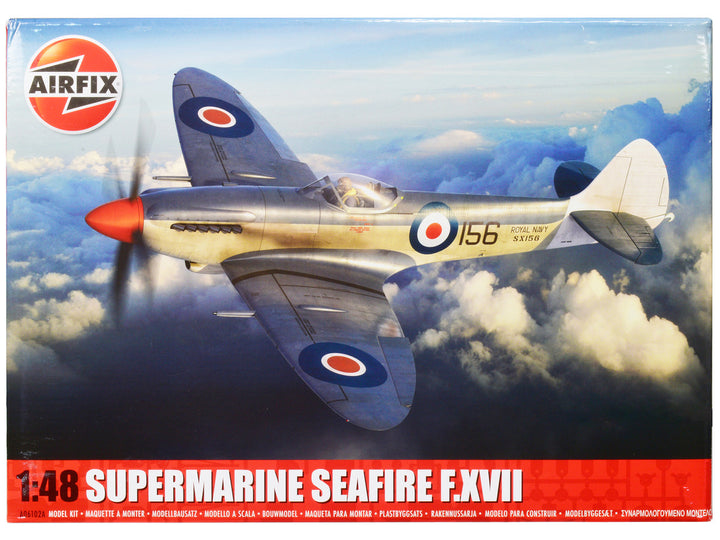 Level 3 Model Kit Supermarine Seafire F.XVII Fighter Aircraft with 3 Scheme Options 1/48 Plastic Model Kit by Airfix-0