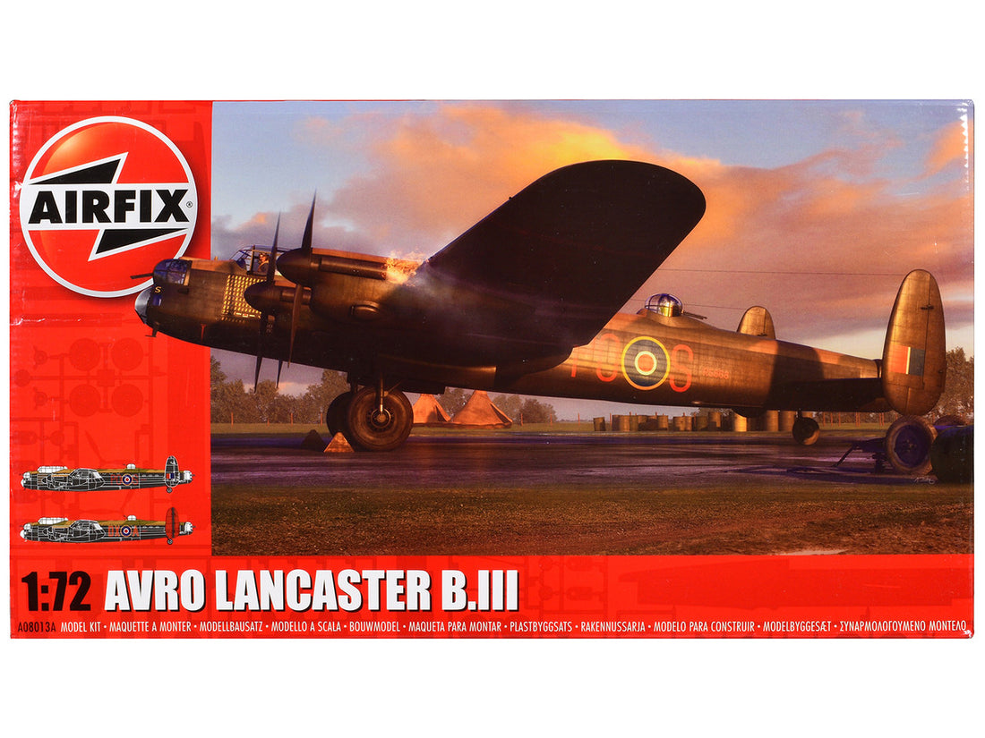 Level 3 Model Kit Avro Lancaster B.III Bomber Aircraft with 2 Scheme Options 1/72 Plastic Model Kit by Airfix-0