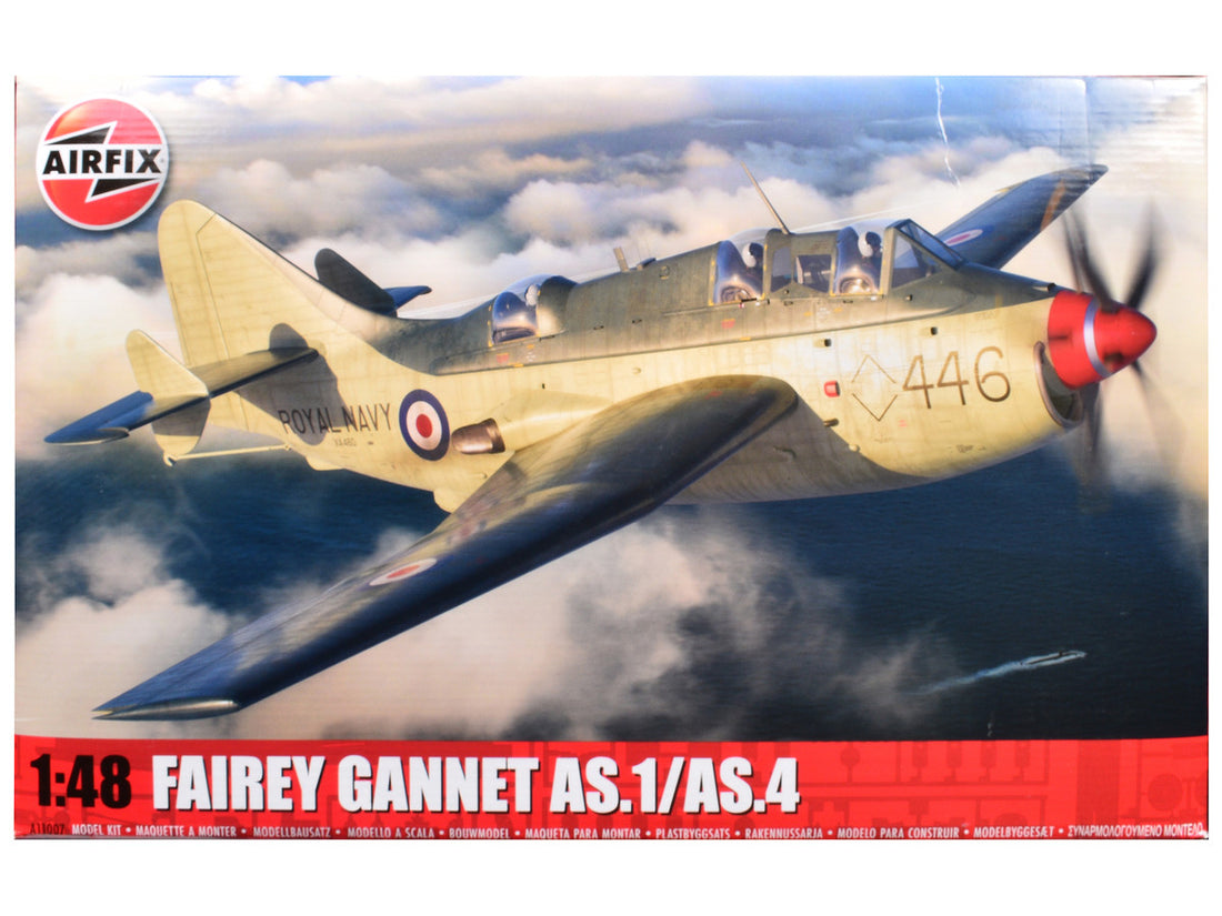 Level 4 Model Kit Fairey Gannet AS.1/AS.4 Aircraft with 3 Scheme Options 1/48 Plastic Model Kit by Airfix-0