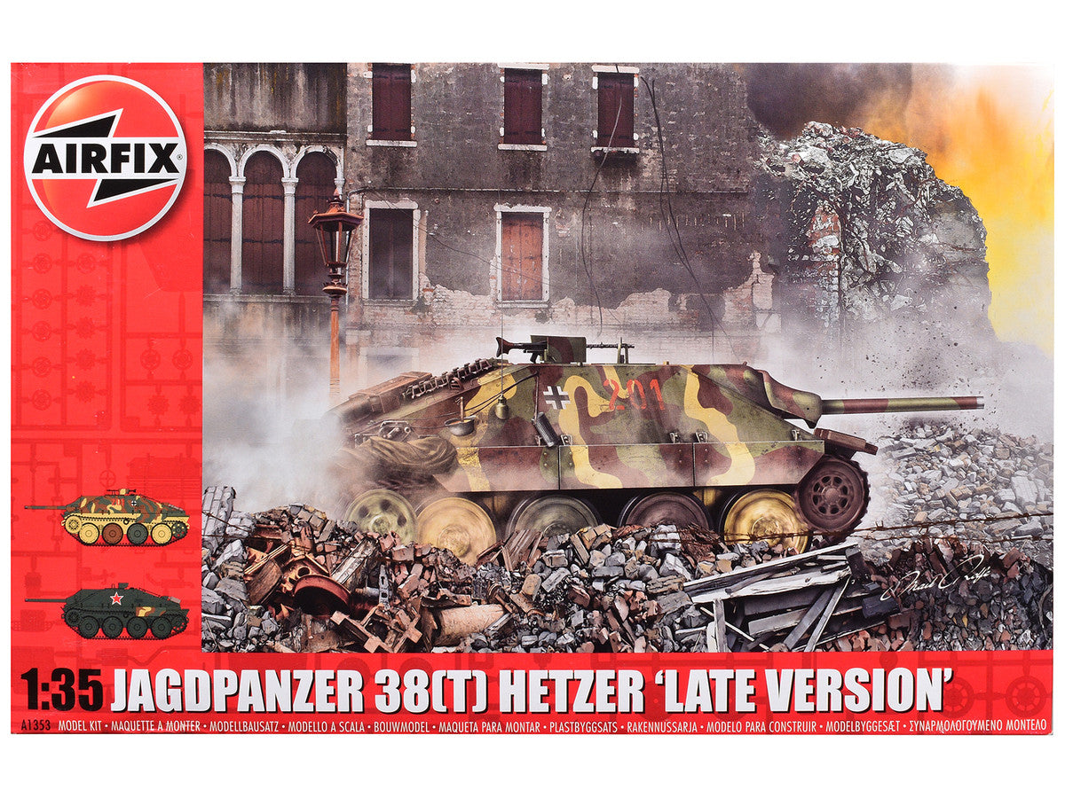Level 3 Model Kit Jagdpanzer 38(t) Hetzer "Late Version" Tank with 2 Scheme Options (Level 3) 1/35 Plastic Model Kit by Airfix-0