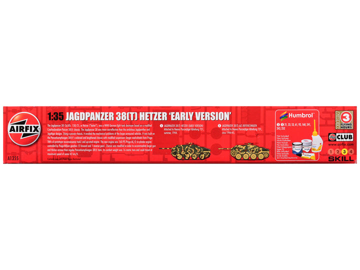 Level 3 Model Kit JagdPanzer 38(t) Hetzer "Early Version" Tank with 2 Scheme Options 1/35 Plastic Model Kit by Airfix-1