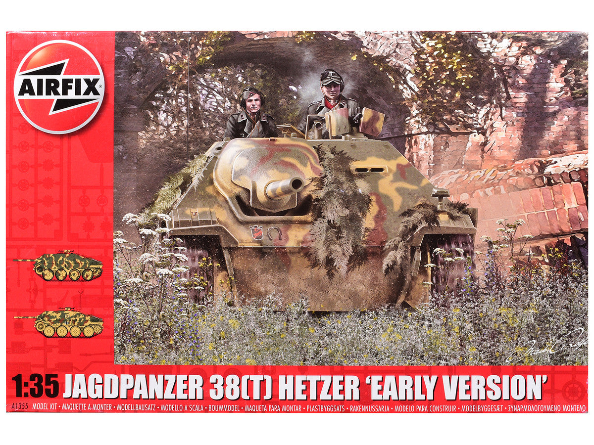 Level 3 Model Kit JagdPanzer 38(t) Hetzer "Early Version" Tank with 2 Scheme Options 1/35 Plastic Model Kit by Airfix-0