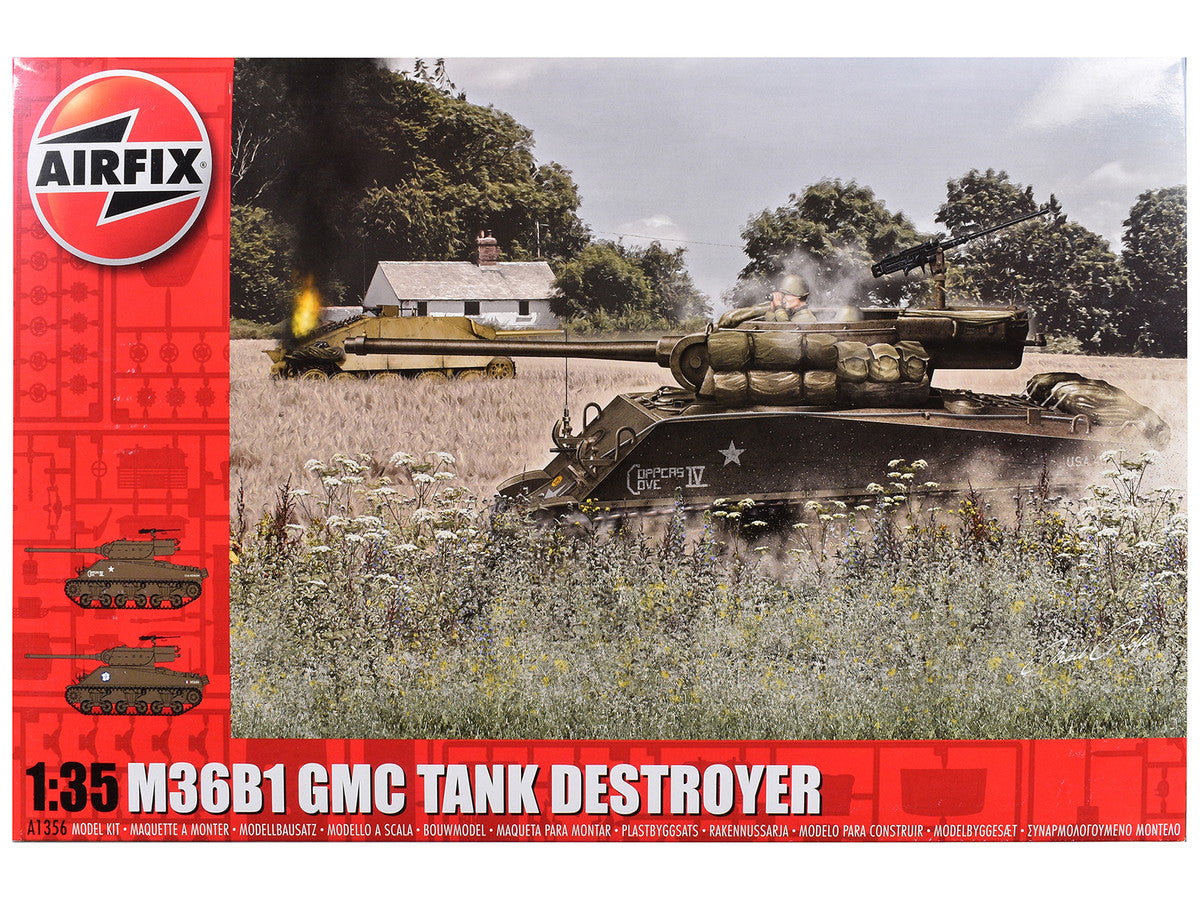 Level 3 Model Kit M36B1 Gun Motor Carriage (GMC) Tank Destroyer with 2 Scheme Options 1/35 Plastic Model Kit by Airfix-0