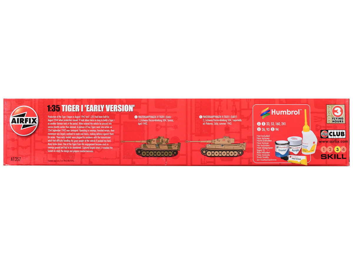 Level 3 Model Kit Tiger I "Early Version" Tank with 2 Scheme Options 1/35 Plastic Model Kit by Airfix-1