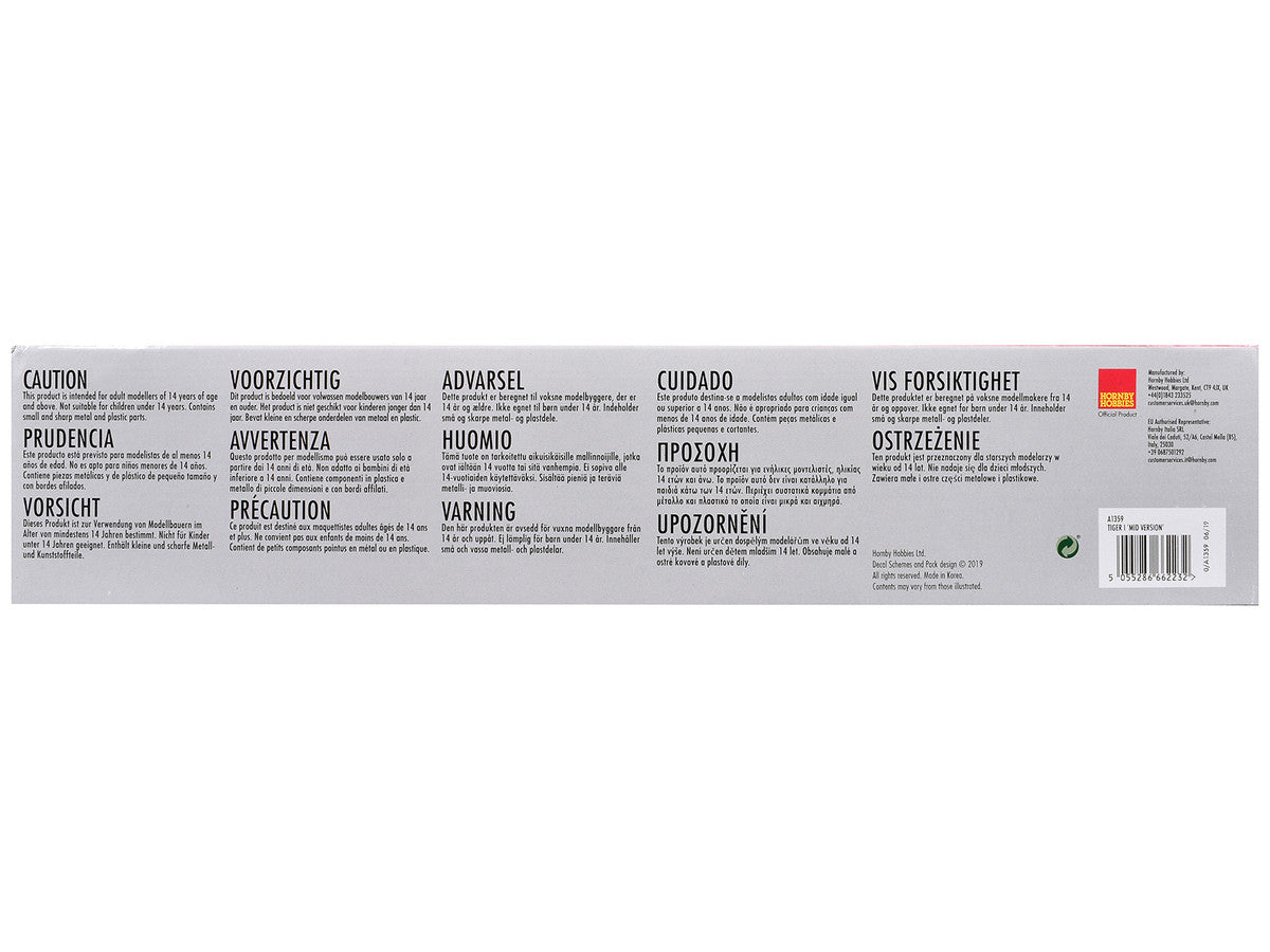 Level 3 Model Kit Tiger I "Mid Version" Tank with 2 Scheme Options 1/35 Plastic Model Kit by Airfix-2