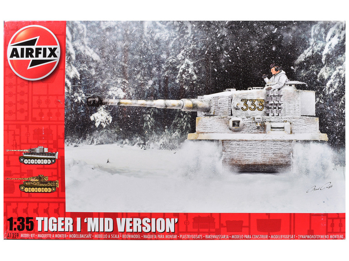 Level 3 Model Kit Tiger I "Mid Version" Tank with 2 Scheme Options 1/35 Plastic Model Kit by Airfix-0