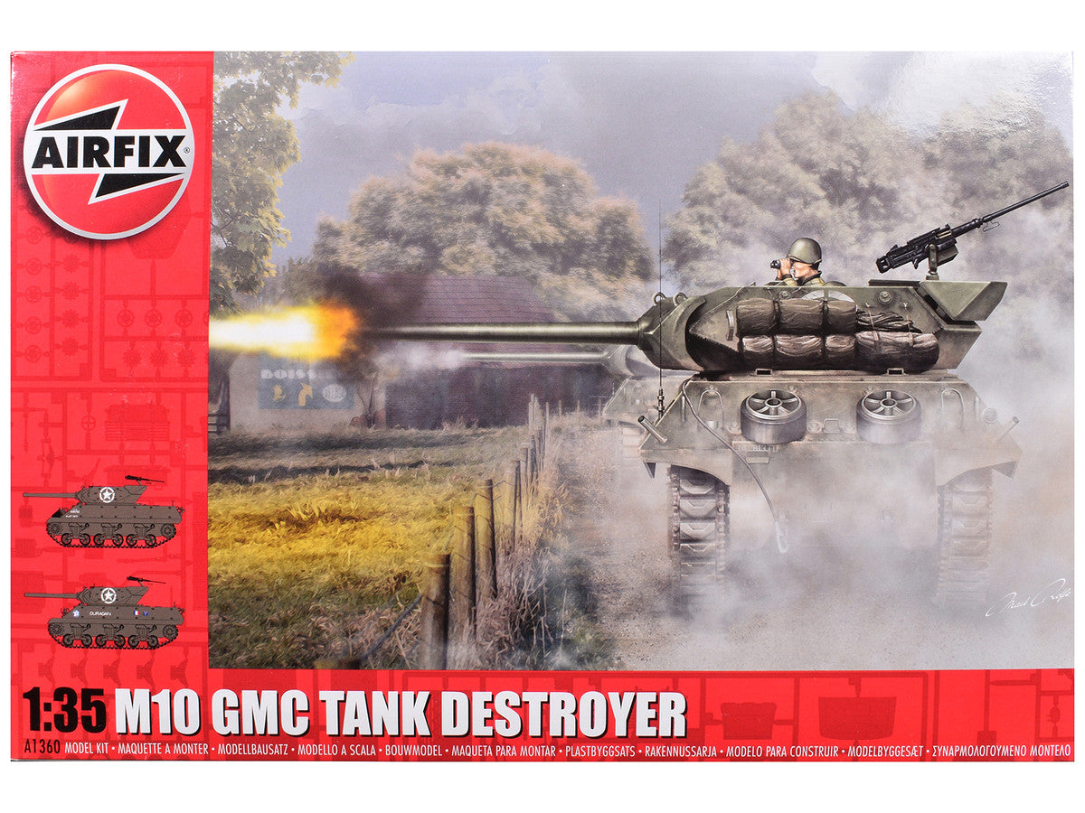 Level 3 Model Kit M10 Gun Motor Carriage (GMC) Tank Destroyer with 2 Scheme Options 1/35 Plastic Model Kit by Airfix-0